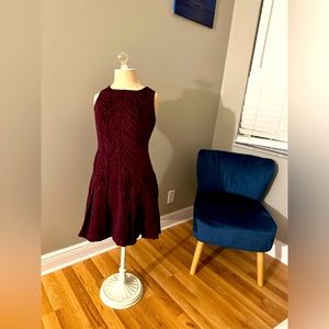 Free People Burgundy Chenille Zebra Dress, Size 10
